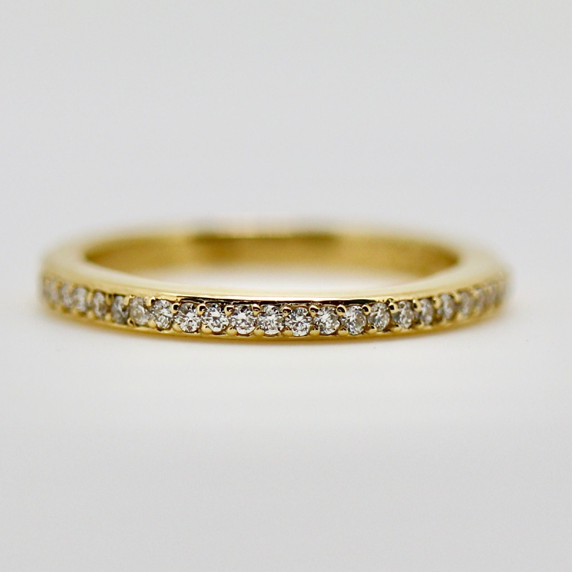 Half Eternity Diamond Wedding Band, 14k Gold Diamond Ring, Stackable Diamond Wedding Ring, Bridal Jewelry