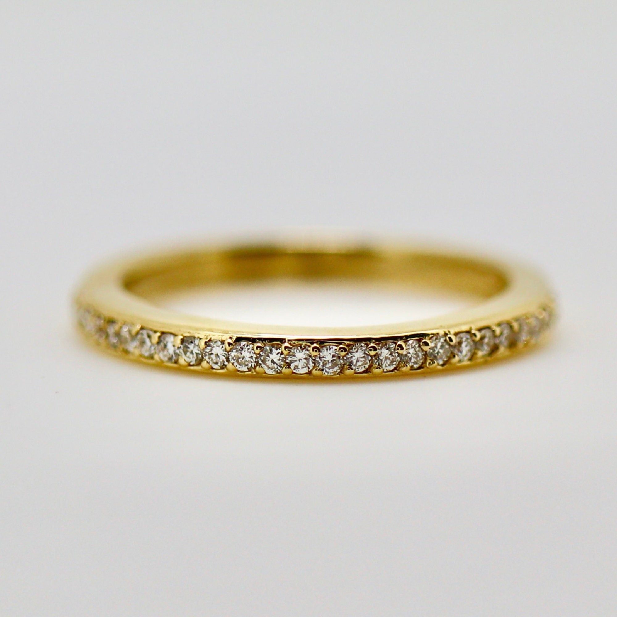 Half Eternity Diamond Wedding Band, 14k Gold Diamond Ring, Stackable Diamond Wedding Ring, Bridal Jewelry