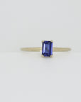 Blue Sapphire Engagement Ring 14k Gold, Emerald Cut Sapphire Ring, Minimalist