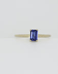 Blue Sapphire Engagement Ring 14k Gold, Emerald Cut Sapphire Ring, Minimalist - Melt'm Jewelry