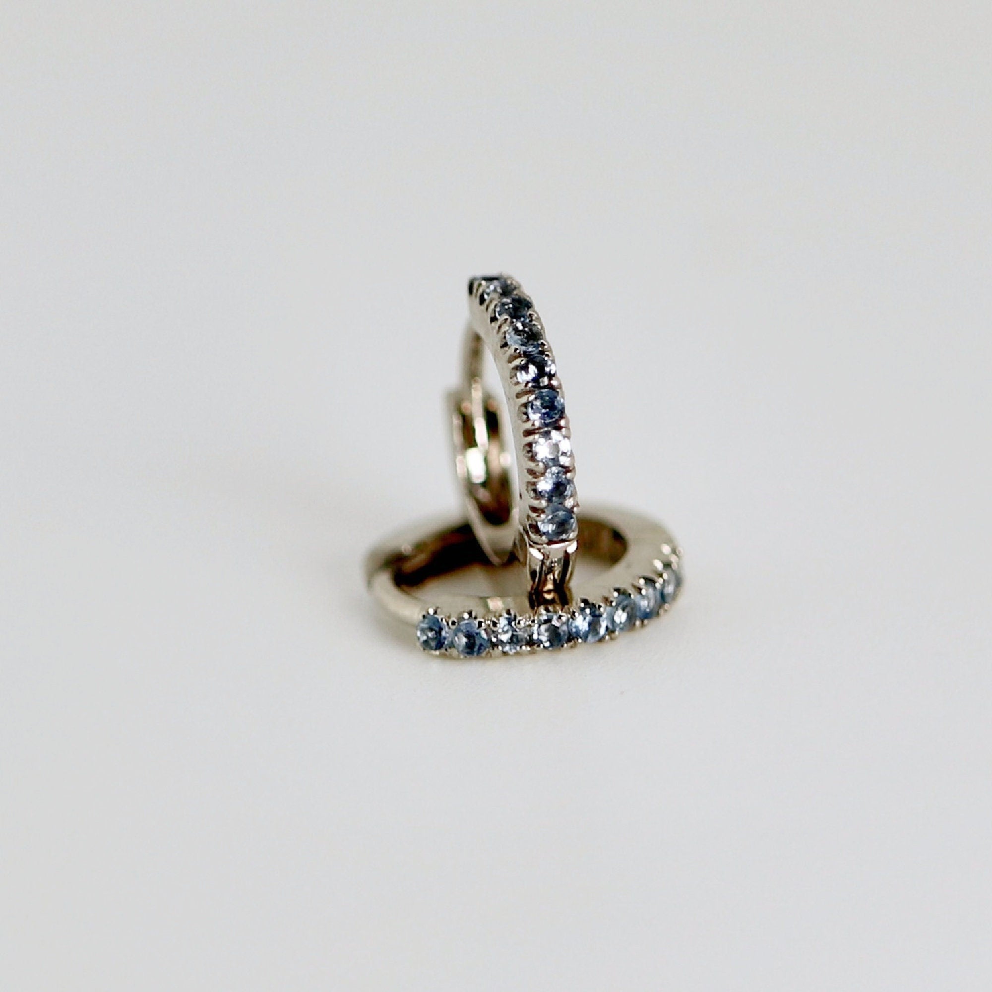 Mini Aquamarine Huggie Earrings in 14k White, Rose or Yellow Gold (Single or Pair) - Melt'm Jewelry