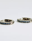 Mini Aquamarine Huggies, 14k White Gold Huggie Earrings, 10 mm Huggies