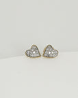 Cute Diamond Heart Earrings, 14k Solid Gold Diamond Screw Studs