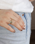Pear Green Tourmaline Ring 14k Gold - Melt'm Jewelry
