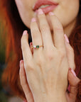 Indicolite Tourmaline Moonstone and Ruby Cluster Colorful Engagement Ring - Melt'm Jewelry