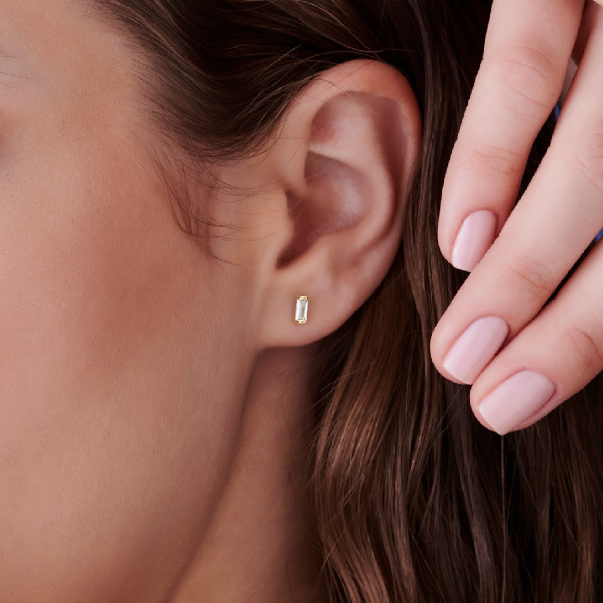Baguette Diamond Stud Earrings 14k Gold - Melt'm Jewelry