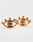 Diamond Evil Eye Stud Earrings 14k Gold