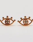 Diamond Evil Eye Stud Earrings in 14k Gold (SINGLE or PAIR) - Melt'm Jewelry