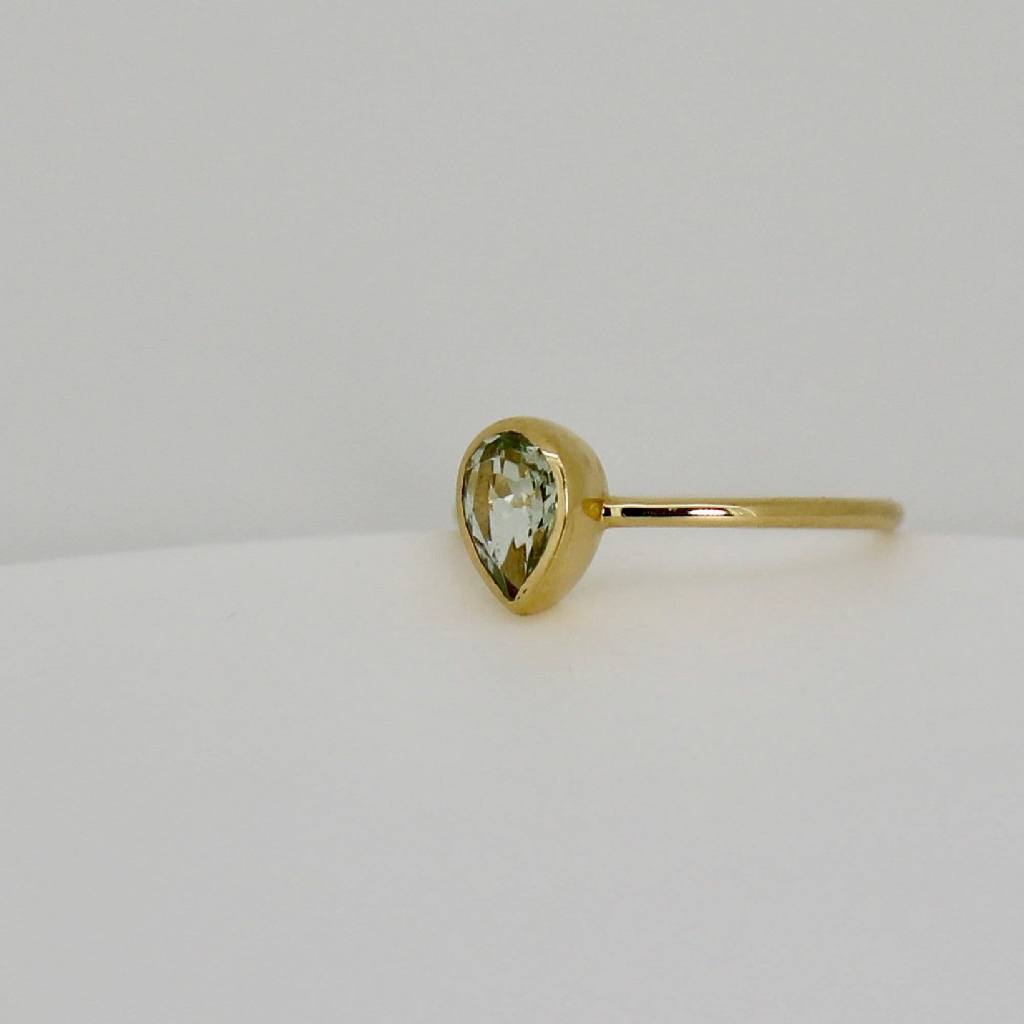 Pear Green Tourmaline Ring 14k Gold - Melt'm Jewelry