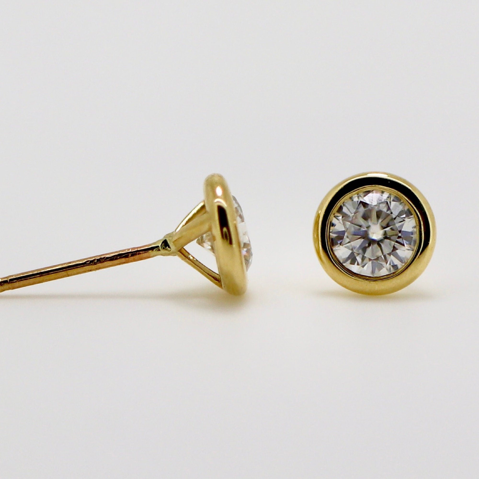 0.45 ct. Martini Bezel Set Moissanite Earrings 14k Gold - Melt'm Jewelry