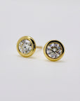 Moissanite Stud Earrings 14k Gold, 0.45 ct. Martini Bezel Set Moissanite Earrings