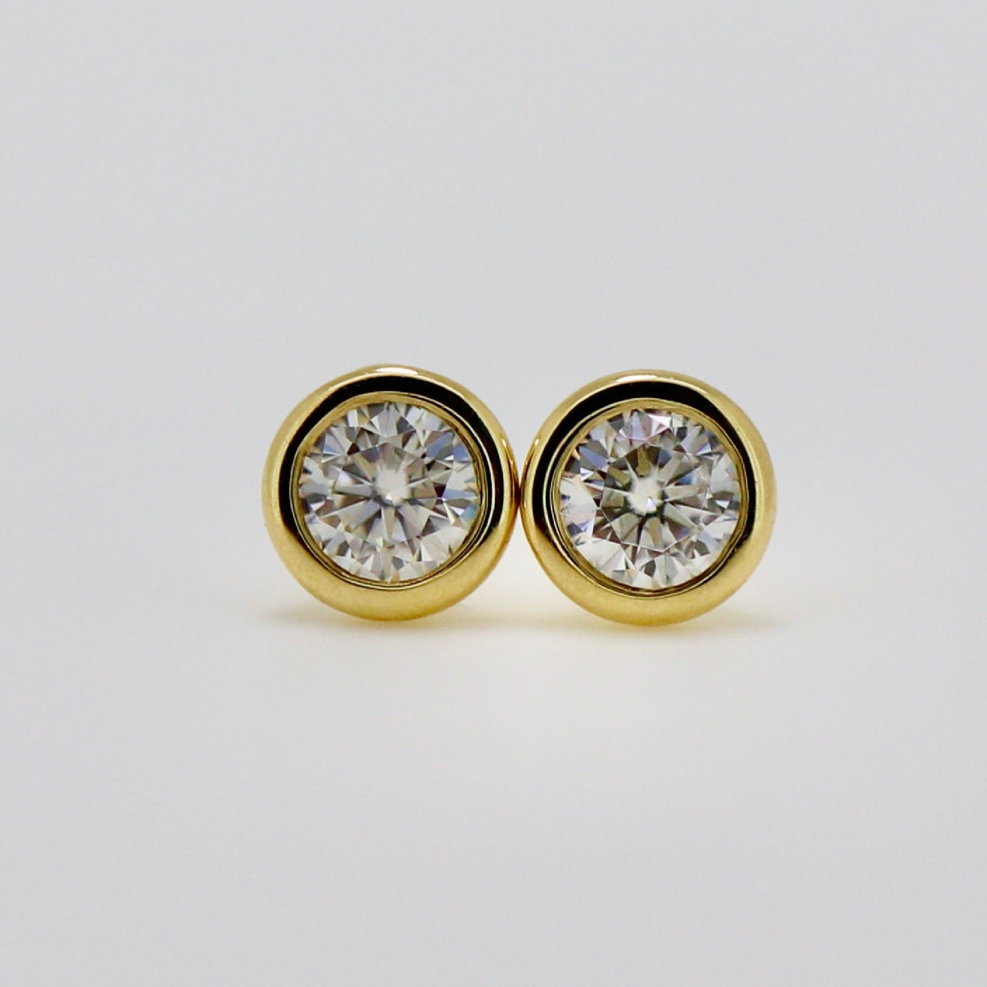 0.45 ct. Martini Bezel Set Moissanite Earrings 14k Gold - Melt'm Jewelry