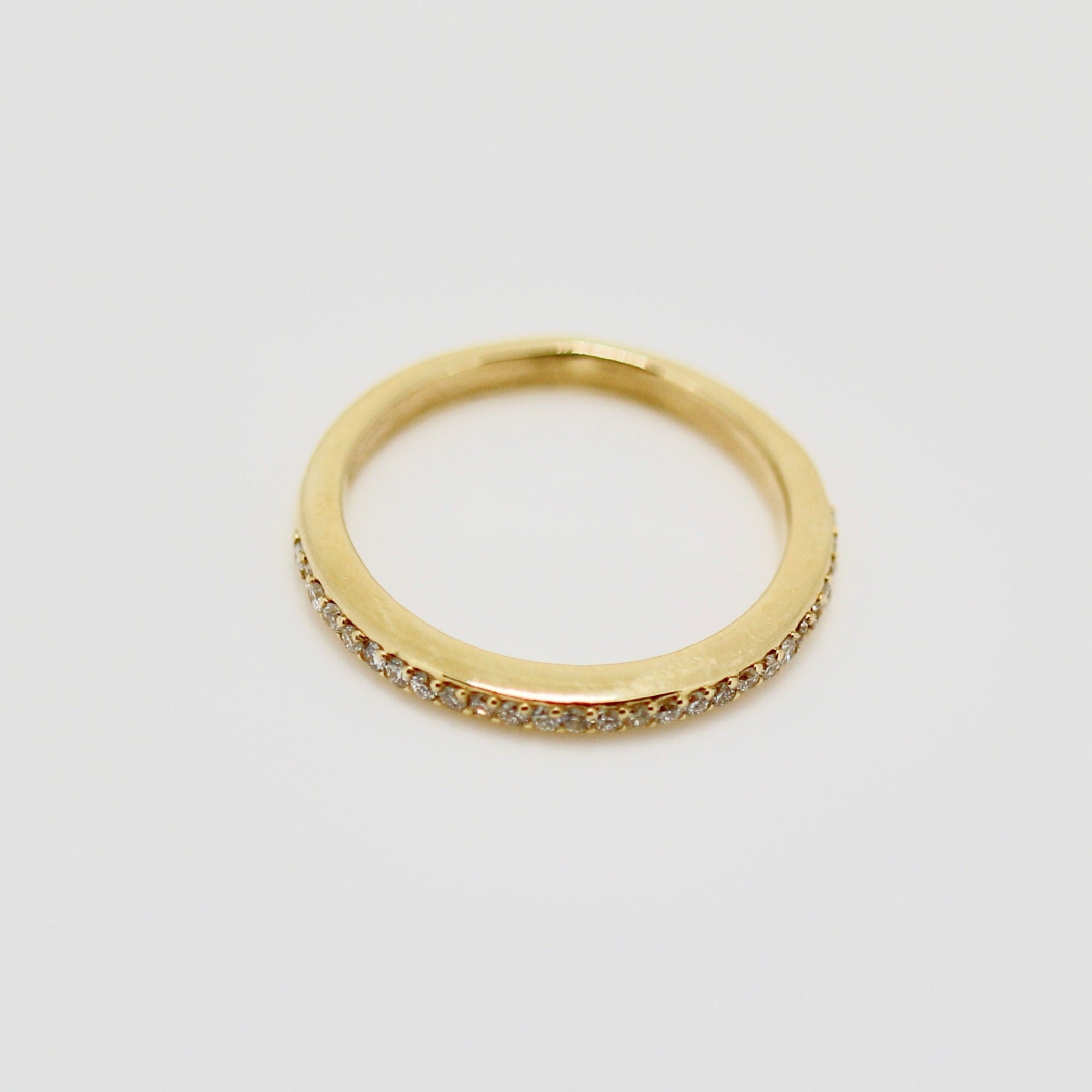 Half Eternity Diamond Wedding Band, 14k Gold Diamond Ring, Stackable Diamond Wedding Ring, Bridal Jewelry