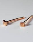 Square Gold Studs, 2mm Square Earrings - Melt'm Jewelry