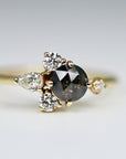Handcrafted Rose Cut Salt and Pepper Diamond Cluster Ring - Melt'm Jewelry
