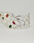Multi - Gem Gemstone Cuff Bracelet in Sterling Silver and 14k Gold Set - One of A Kind - Melt'm Jewelry