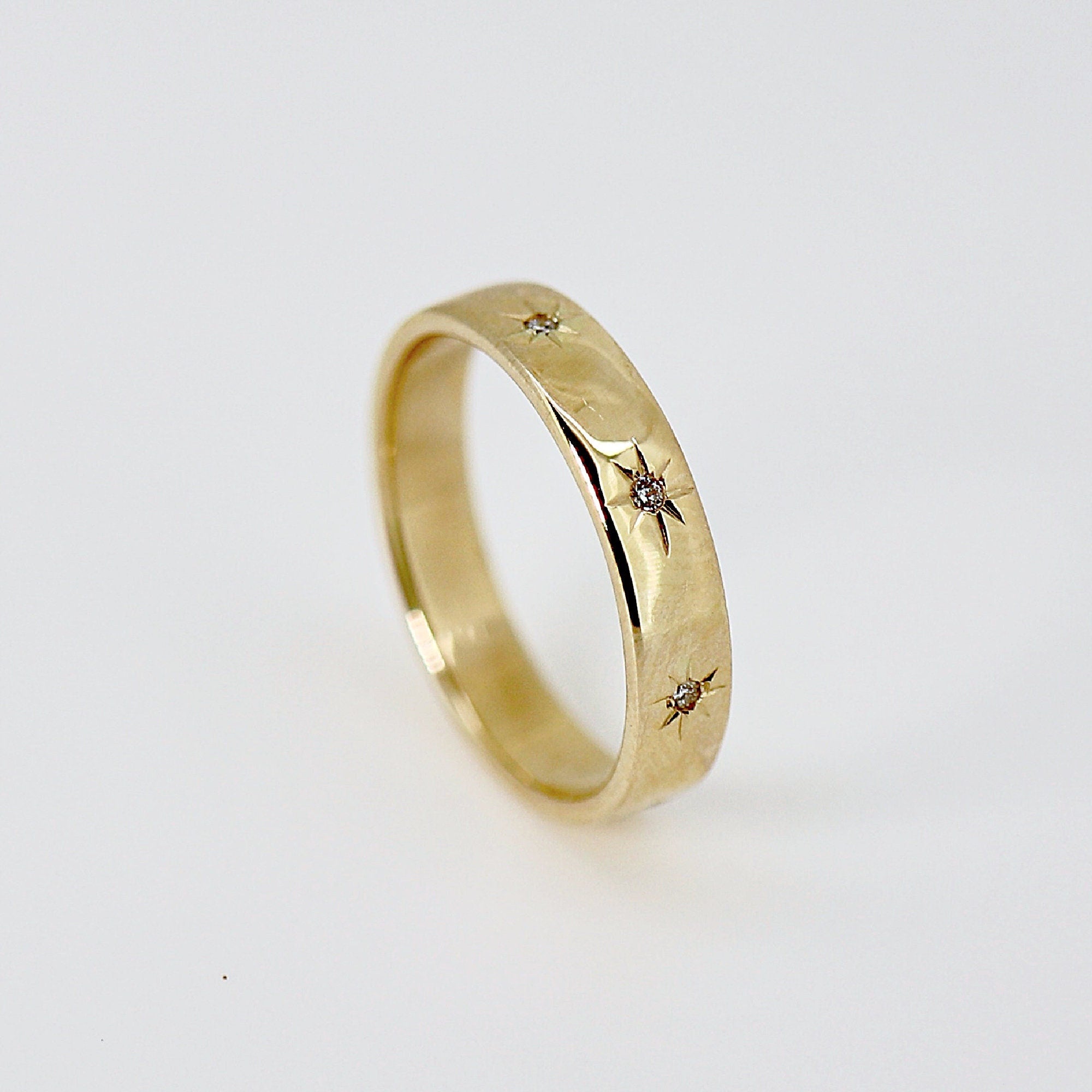 Diamond Starburst Eternity Wedding Band 14k Gold - Melt'm Jewelry