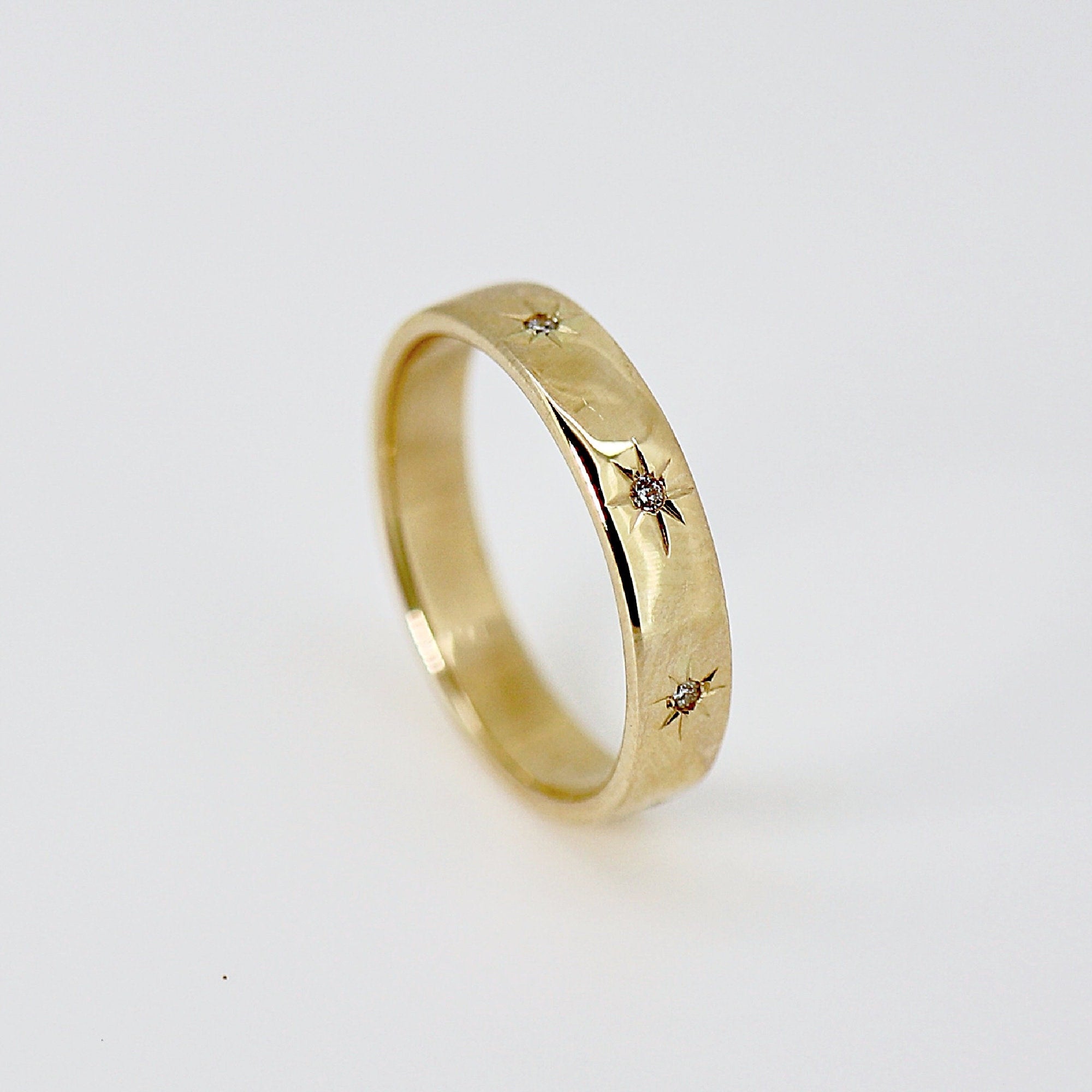 Diamond Starburst Eternity Wedding Band 14k Gold - Melt'm Jewelry