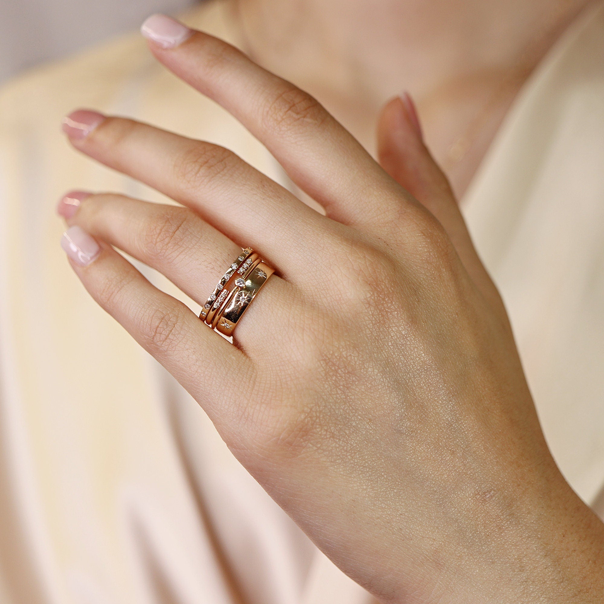 Diamond Starburst Eternity Wedding Band 14k Gold - Melt'm Jewelry
