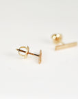 14k Gold Hammered Bar Stud Earrings