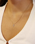 Diamond Cross Necklace, 14k Gold Diamond Cross Necklace, Diamond Cross Pendant