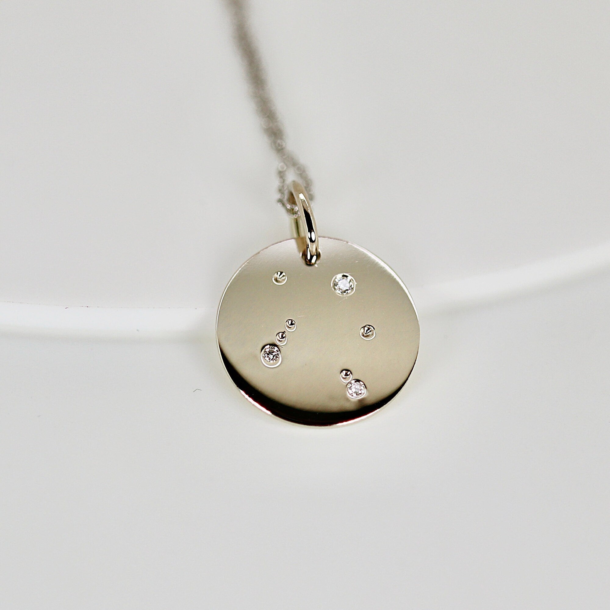 Constellation Necklace in Solid Gold, Diamond Zodiac Sign Necklace