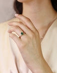 14k Gold Pear Cut Emerald Ring