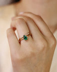 14k Gold Pear Cut Emerald Ring