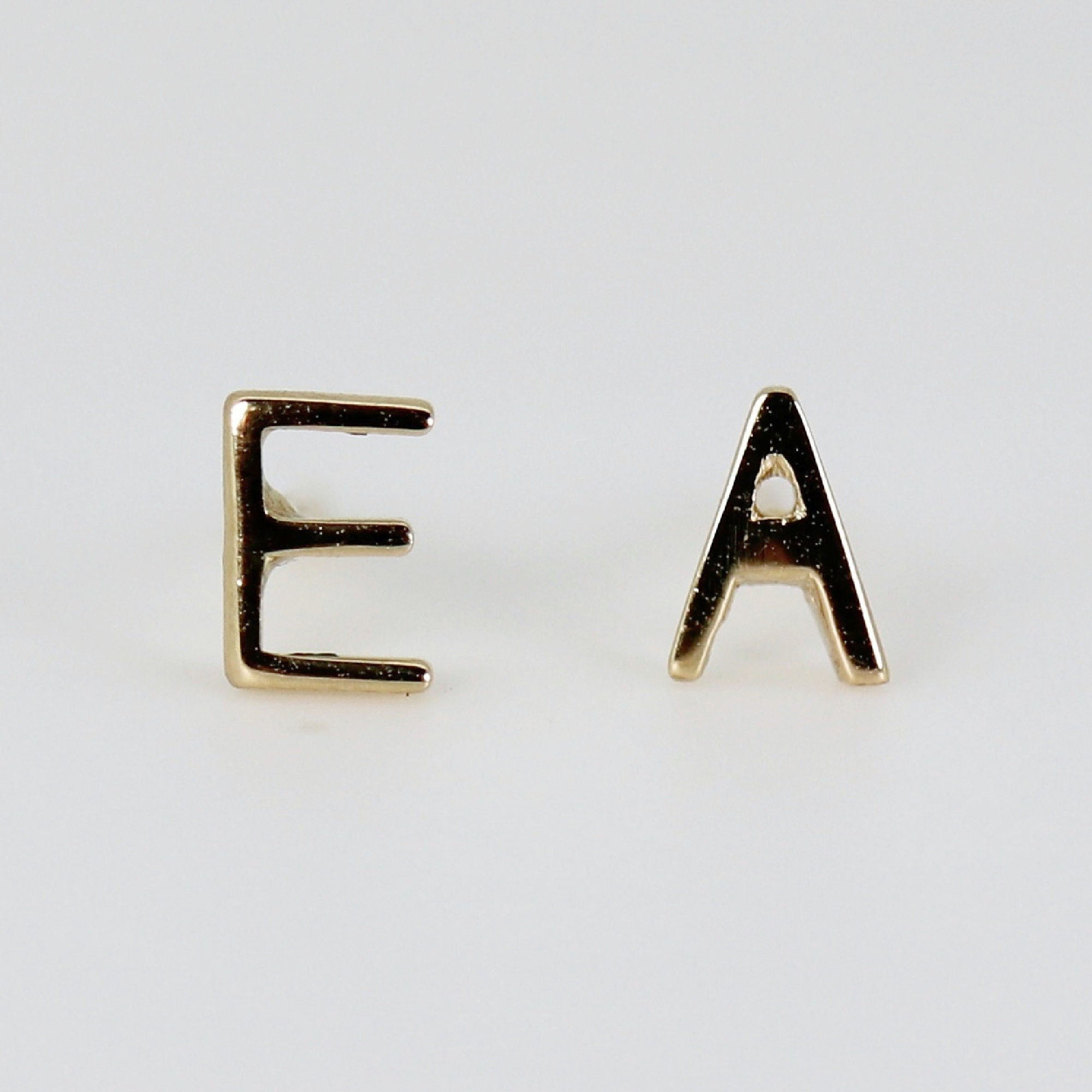 14k Solid Gold Initial Stud Earrings