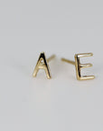 14k Solid Gold Initial Stud Earrings