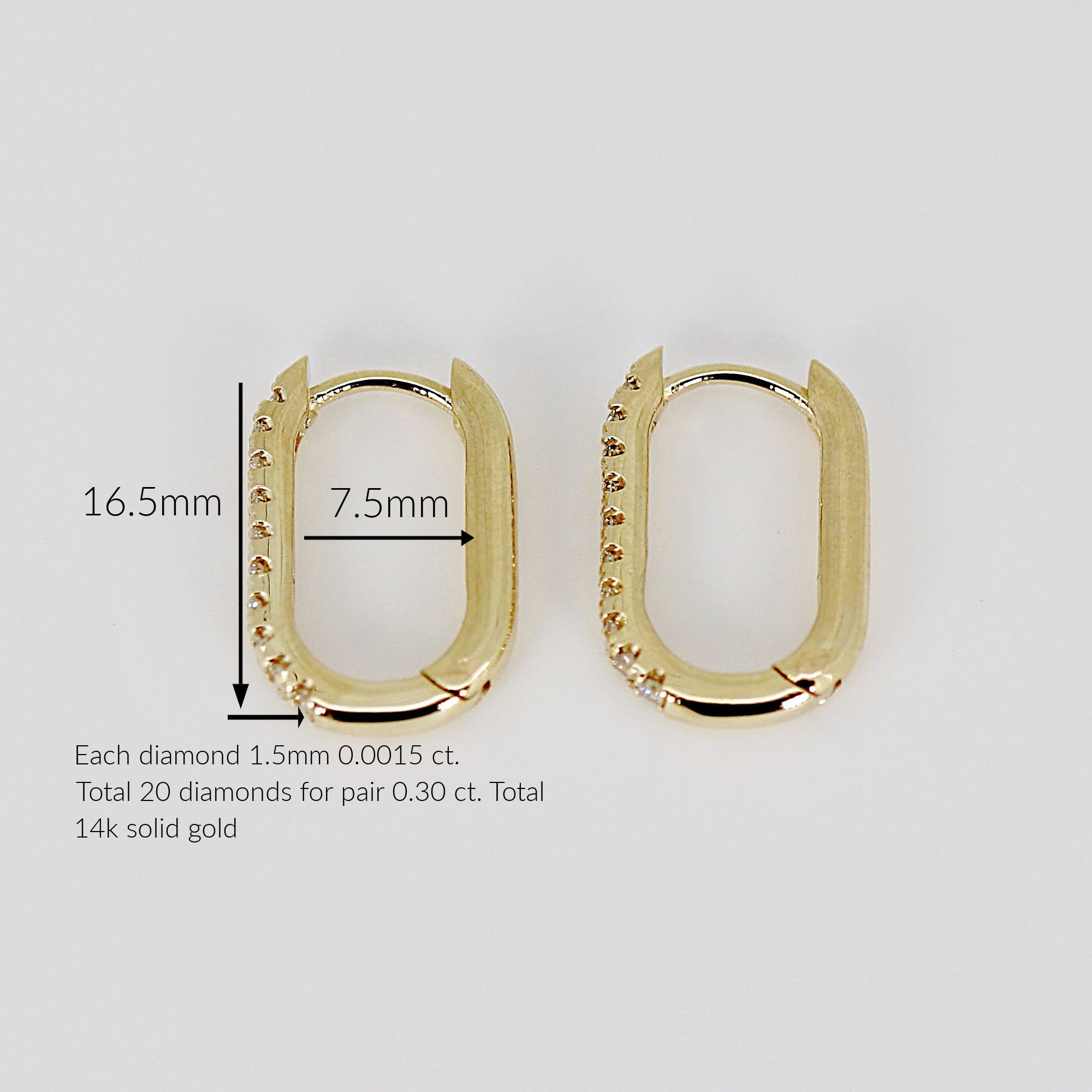 14k Gold U Shape Diamond Hoops Earrings - Melt'm Jewelry