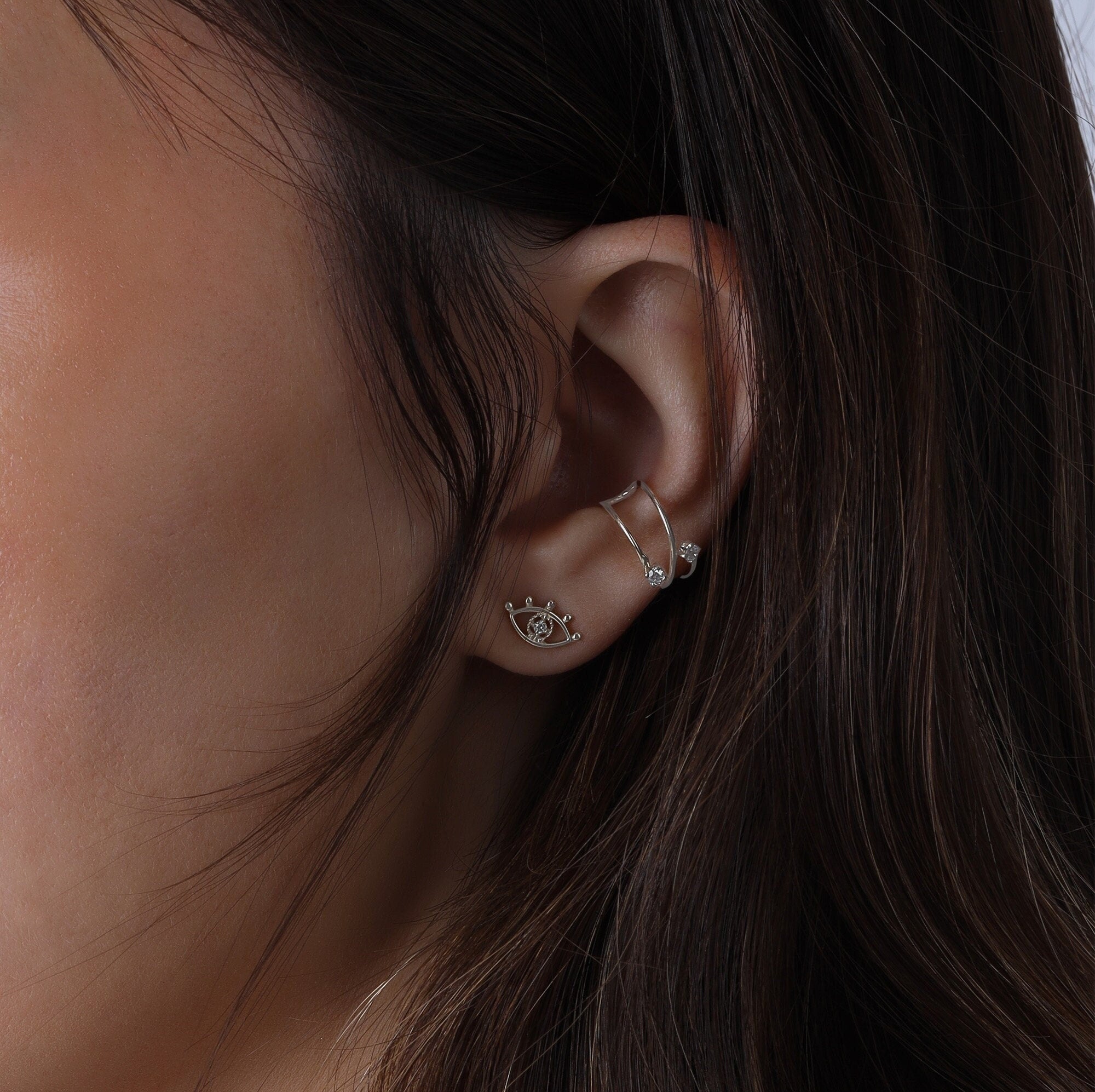 Diamond Evil Eye Stud Earrings in 14k Gold (SINGLE or PAIR) - Melt'm Jewelry