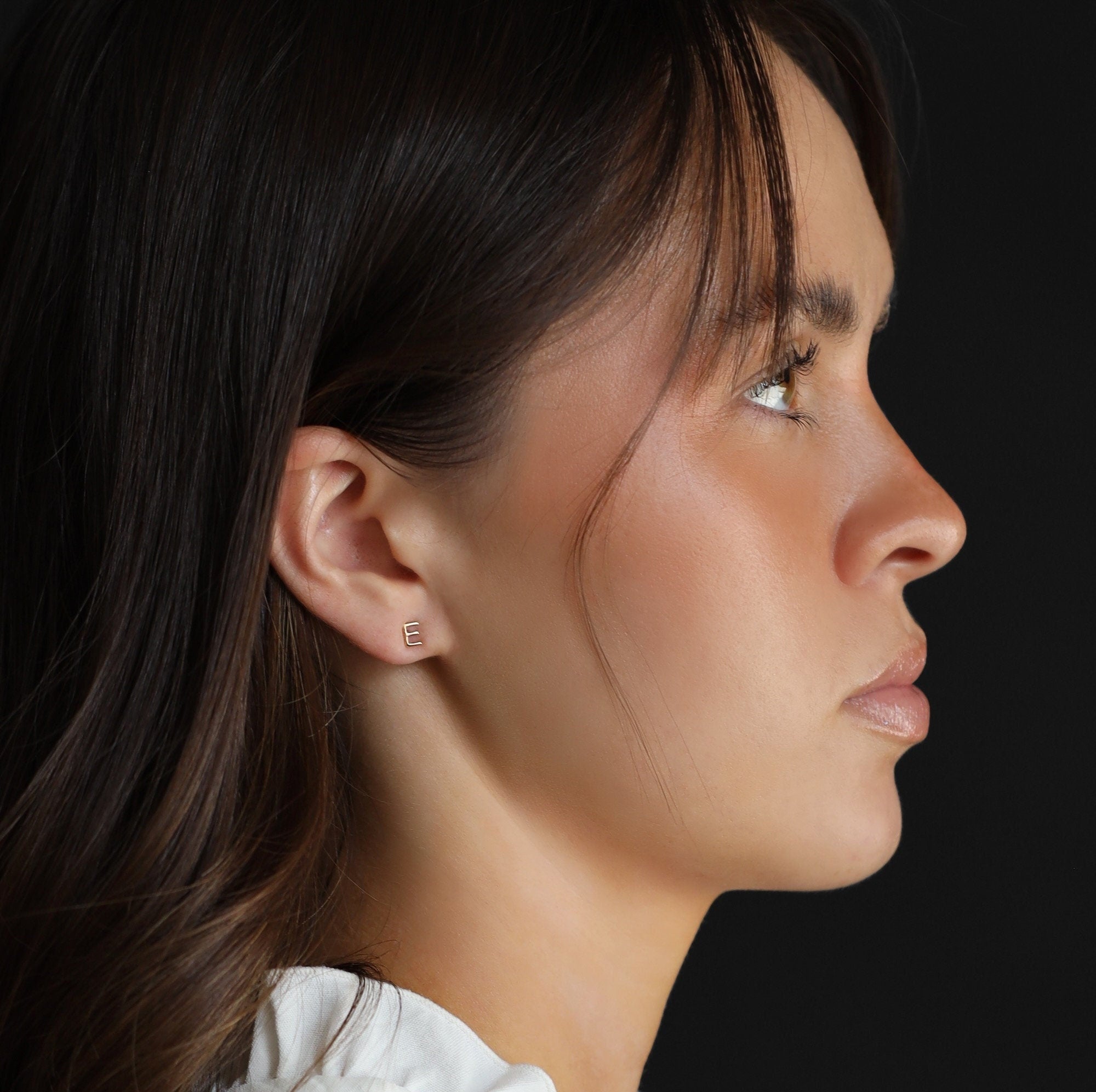 14k Solid Gold Initial Stud Earrings - Melt'm Jewelry