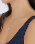 14k Solid Gold Vertical Bar Initial Necklace - Melt'm Jewelry