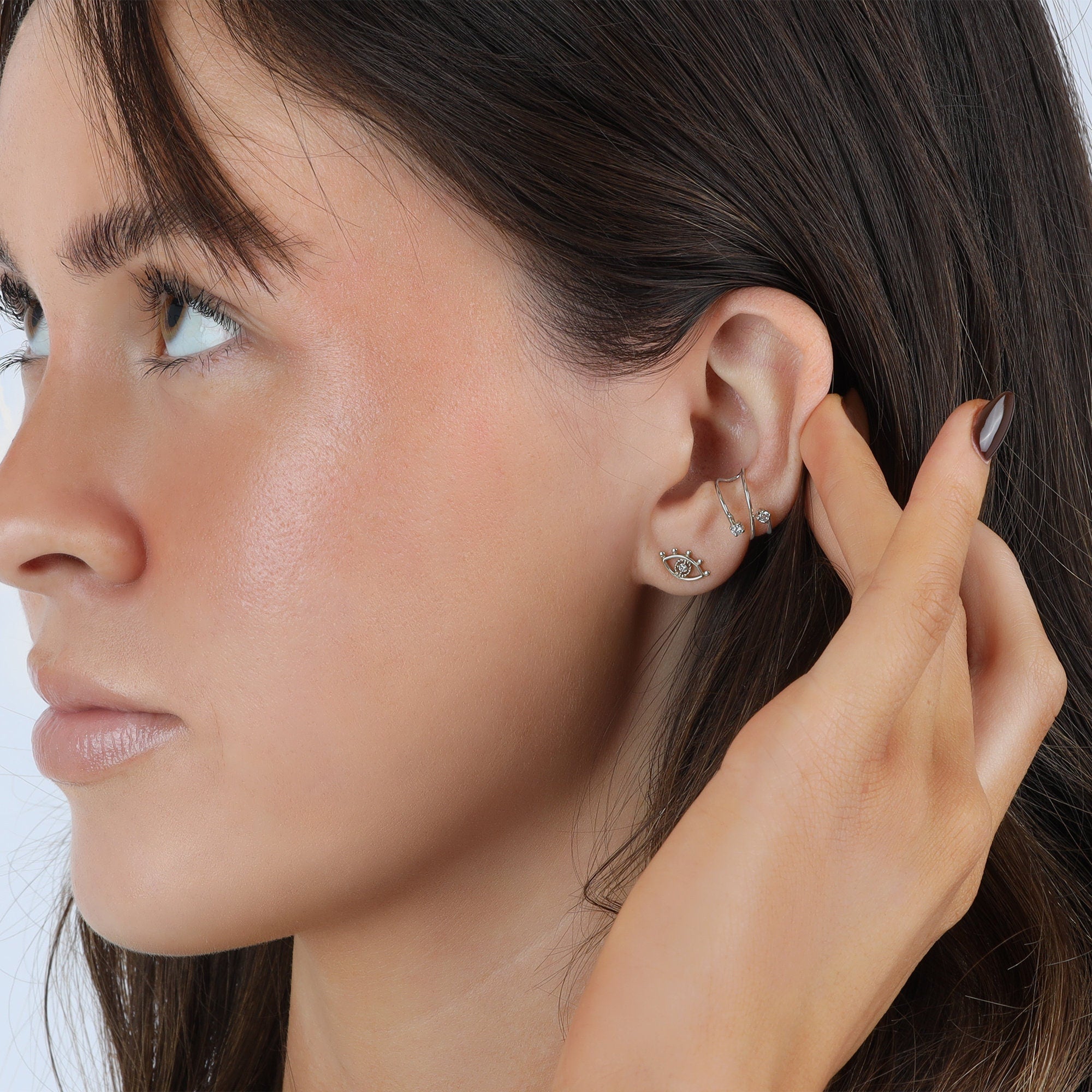 14k Gold Cz Ear Cuff, Single (Half Pair) - Melt'm Jewelry