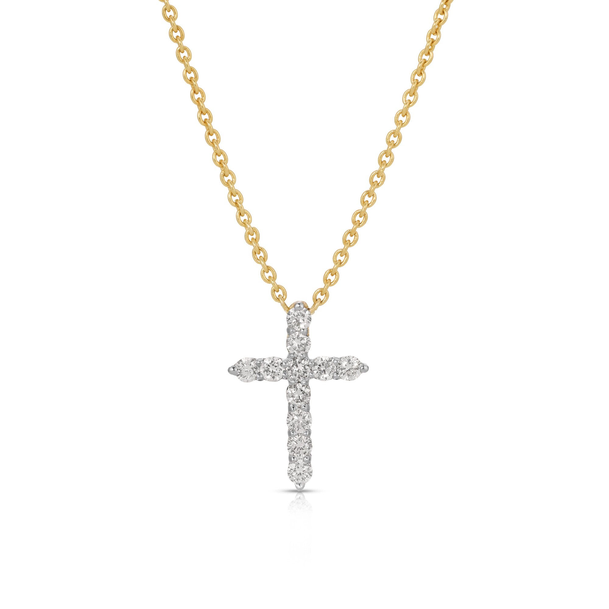 Diamond Cross Necklace, 14k Gold Diamond Cross Necklace, Diamond Cross Pendant