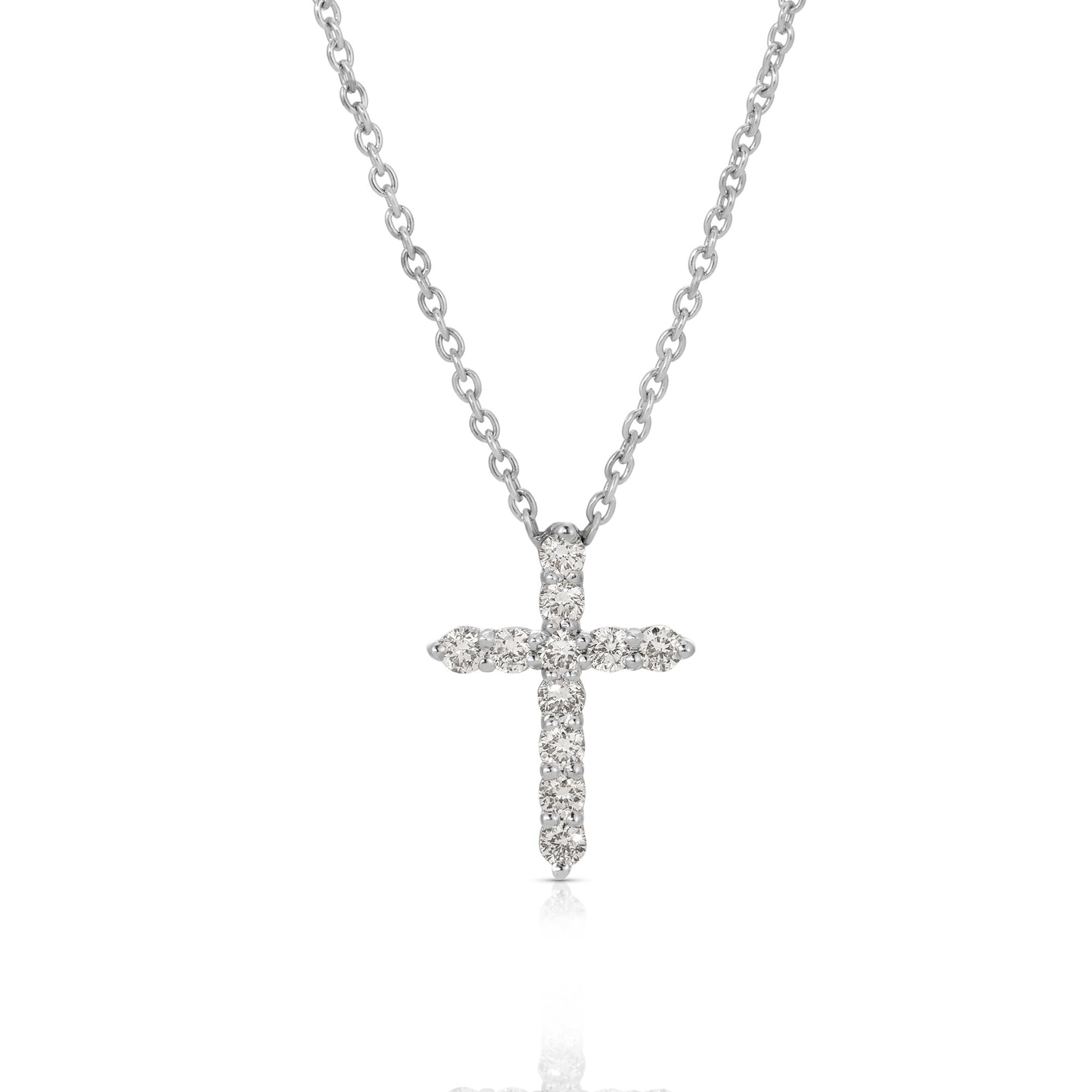 Diamond Cross Necklace, 14k Gold Diamond Cross Necklace, Diamond Cross Pendant