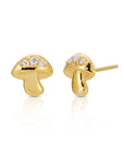 14k Gold Diamond Mushroom Earrings