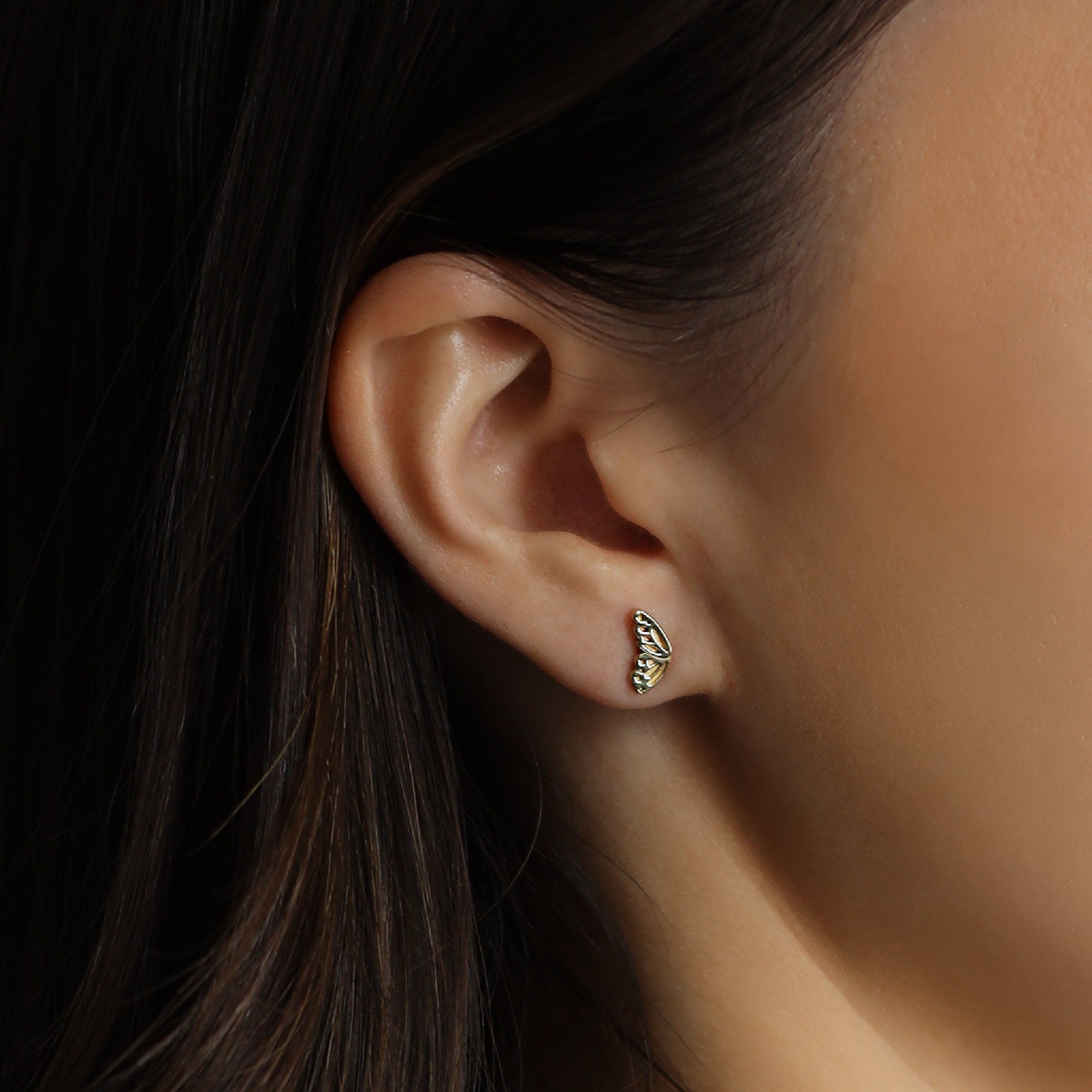 14k Gold Butterfly Wings Stud Earrings - Melt'm Jewelry