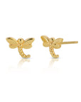 14k Gold Dragonfly Stud Earrings, Nature Inspired Gift (SINGLE or PAIR) - Melt'm Jewelry