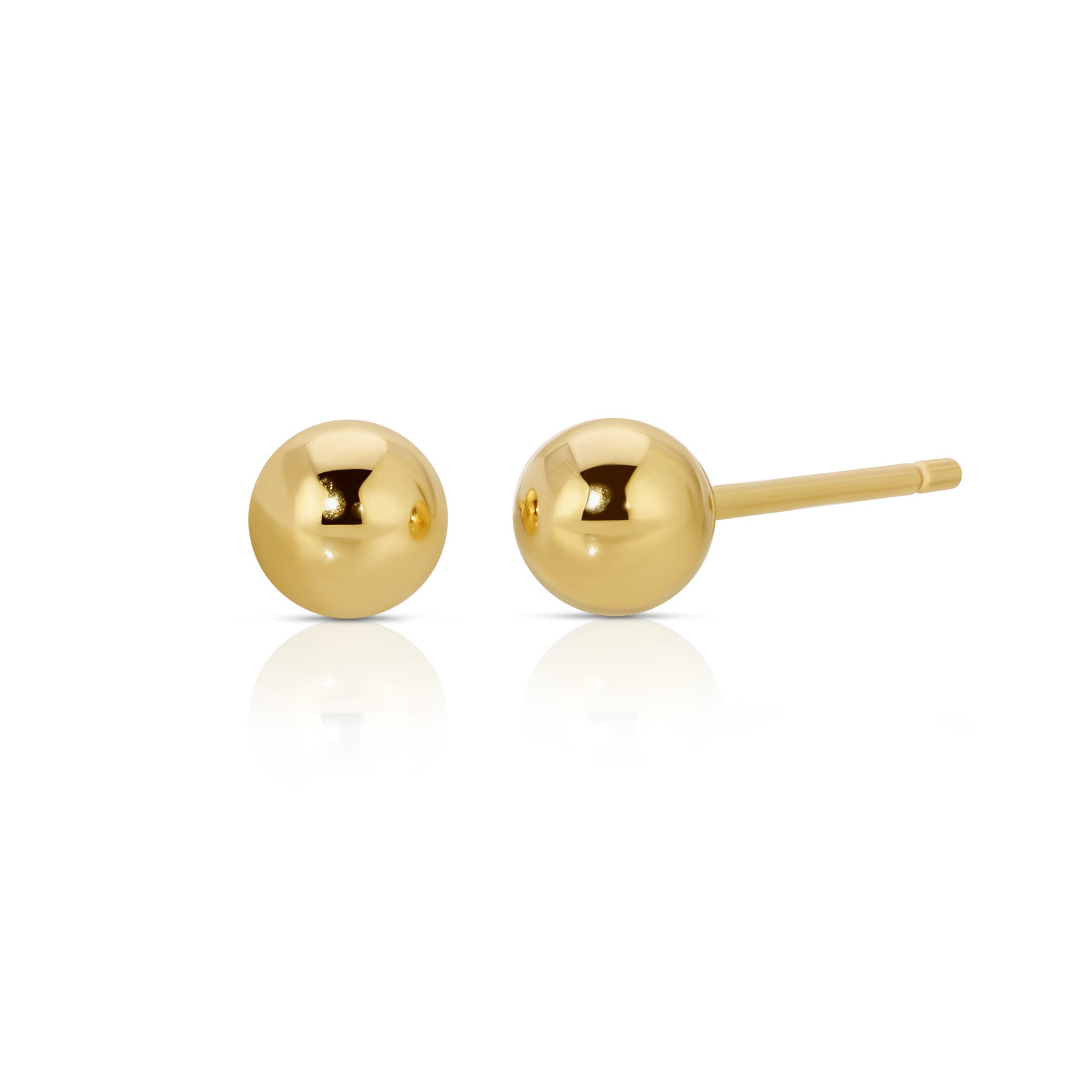 3MM, 4MM Round Ball Stud Earrings 14k Solid Gold Stud Earrings - Melt'm Jewelry