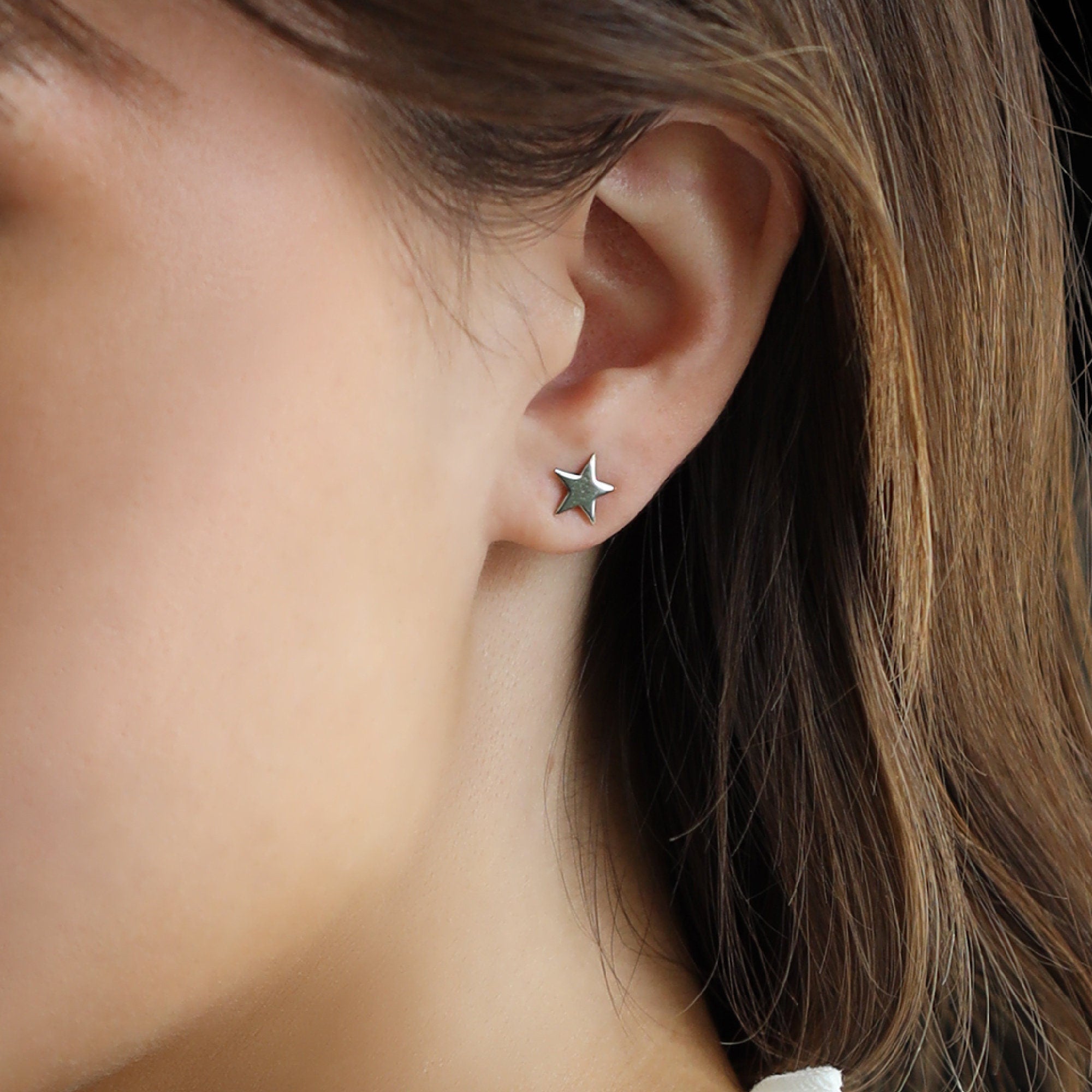 Moon and Star Earrings 14k Solid Gold - Melt'm Jewelry