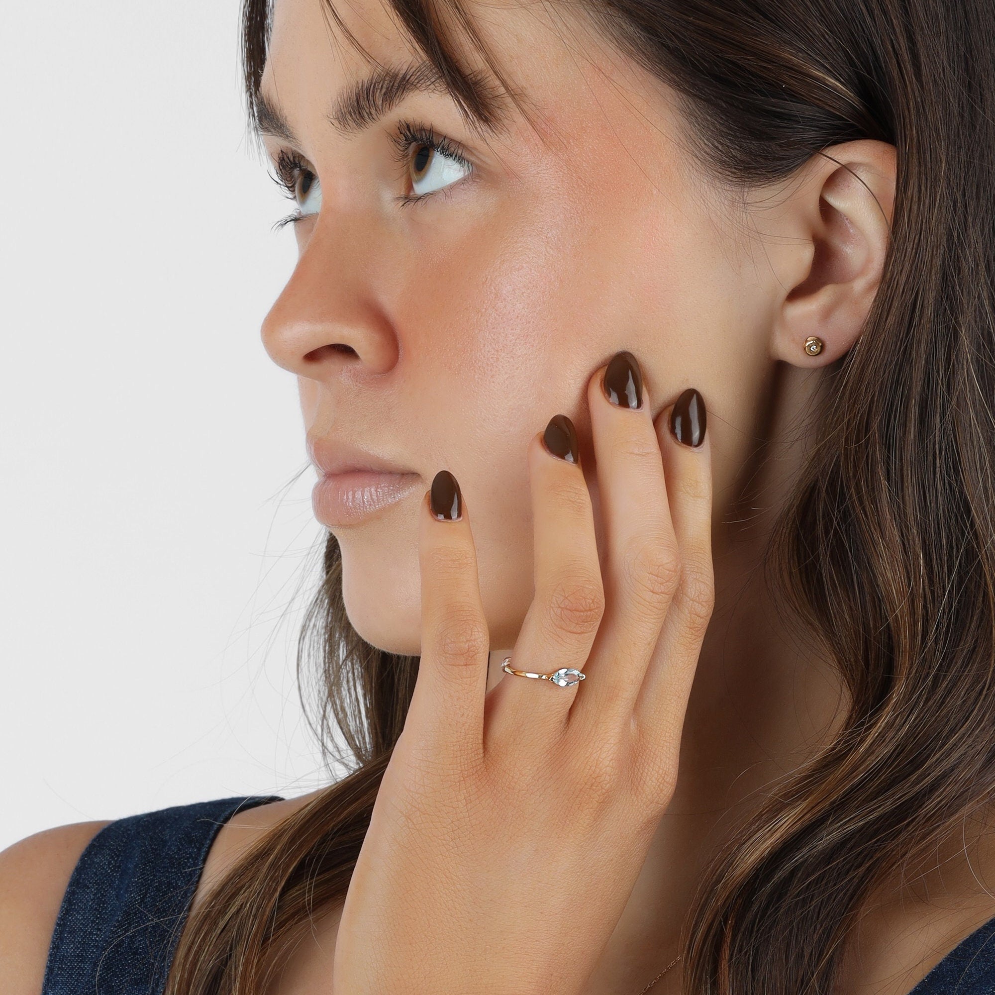 Marquise Aquamarine Ring, 14k Gold Aquamarine Engagement Ring - Melt'm Jewelry