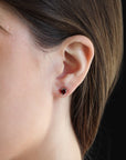 Garnet Heart Stud Earrings 14k Gold - Melt'm Jewelry