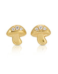 14k Gold Diamond Mushroom Earrings