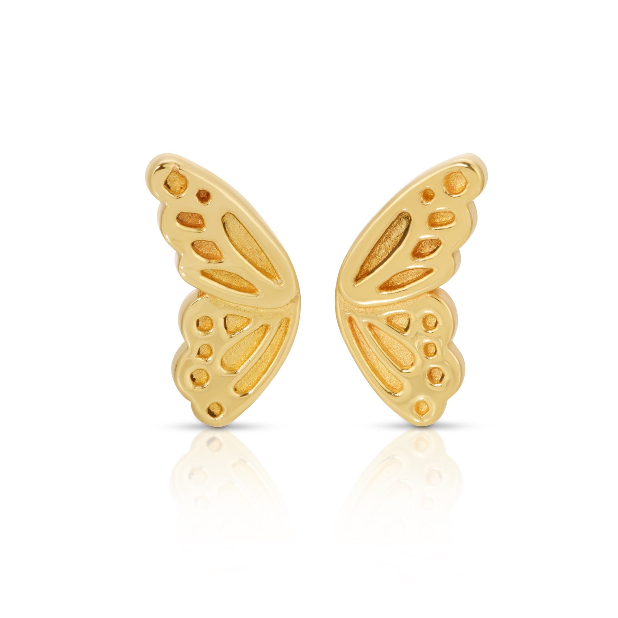 14k Gold Butterfly Wings Stud Earrings