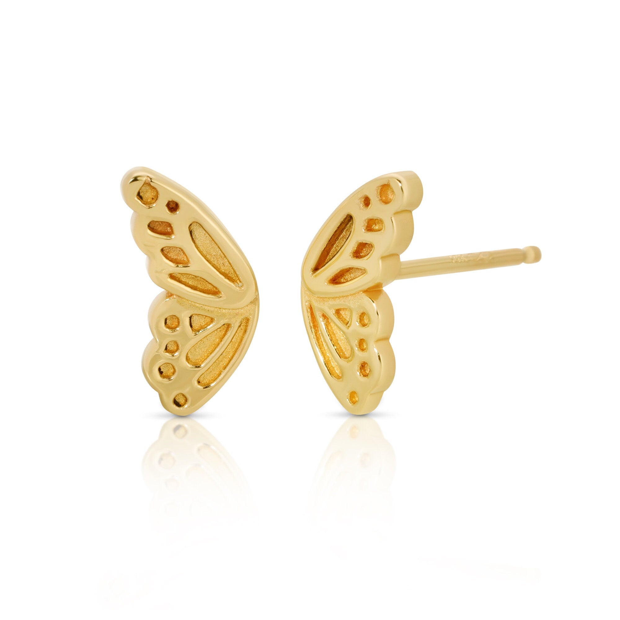 14k Gold Butterfly Wings Stud Earrings