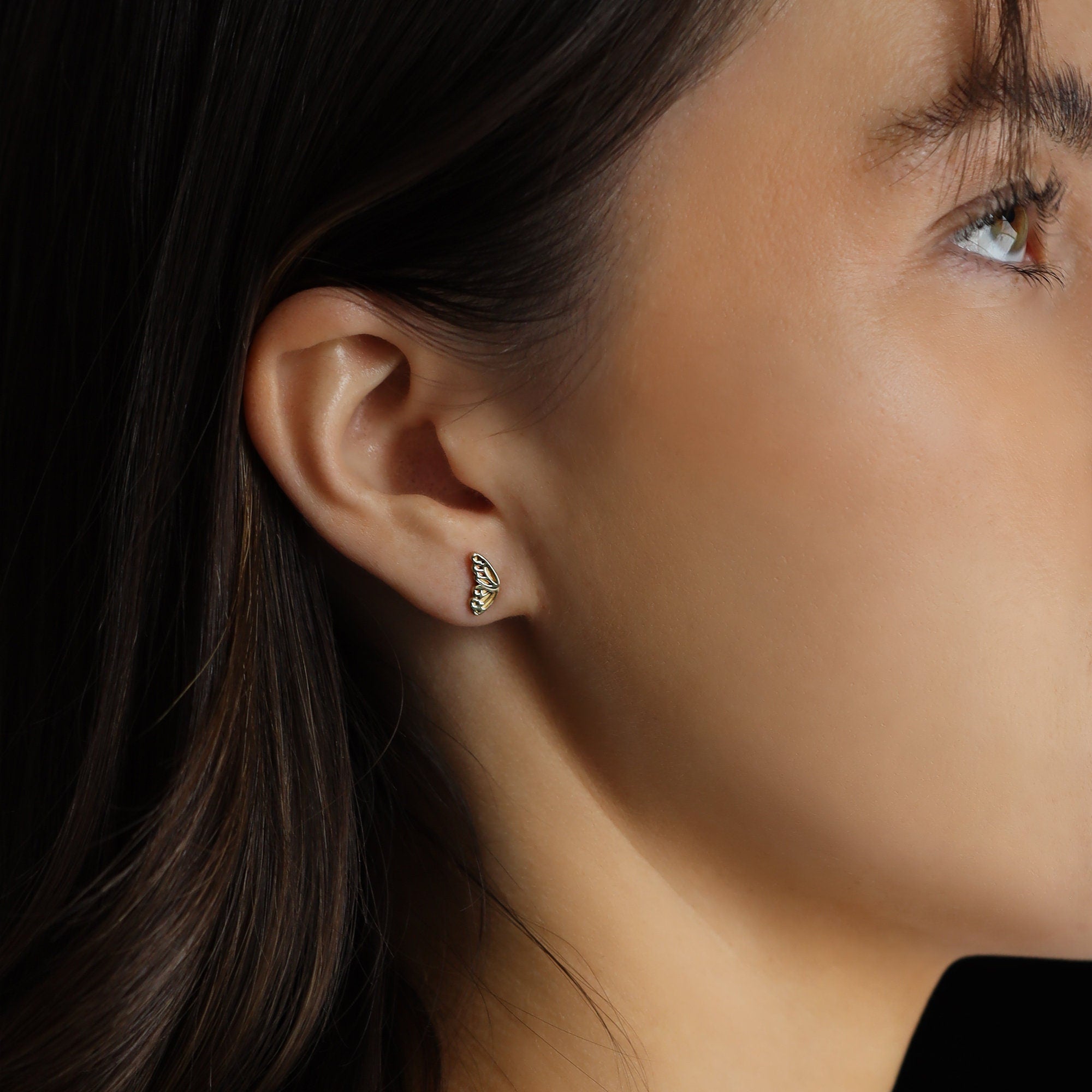 14k Gold Butterfly Wings Stud Earrings - Melt'm Jewelry
