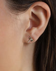 14k Gold Diamond Dragonfly Stud Earrings, Nature Inspired Gift (SINGLE or PAIR) - Melt'm Jewelry