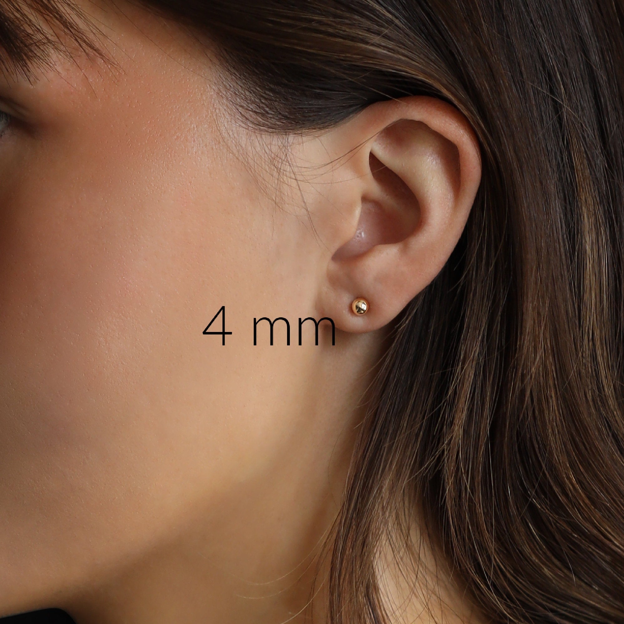 3MM, 4MM Round Ball Stud Earrings 14k Solid Gold Stud Earrings - Melt'm Jewelry